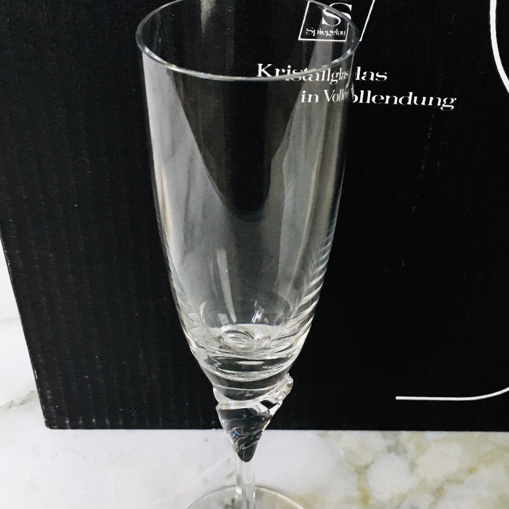 SPIEGELAU Crystal Set of 6 Vintage Fluted Champagne Glasses
